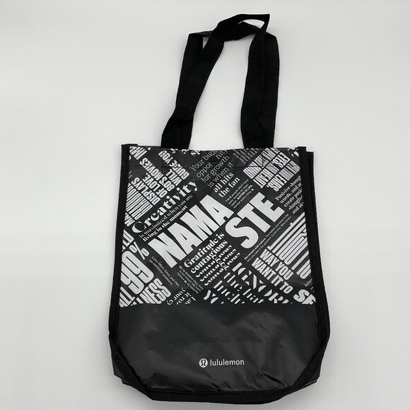 lululemon athletica Handbags - Lululemon Small Black White Logo Reusable Tote Bag